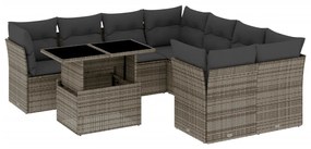 9 részes szürke polyrattan kerti ülőgarnitúra párnákkal