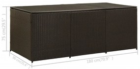 barna polyrattan kerti tárolóláda 180 x 90 x 70 cm