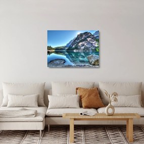 Egy alpesi tó képe (üvegen) (70x50 cm)