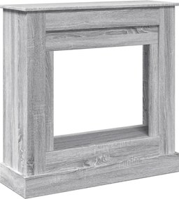 vidaXL szürke sonoma színű szerelt fa kandallóburkolat 90 x 30 x 90 cm
