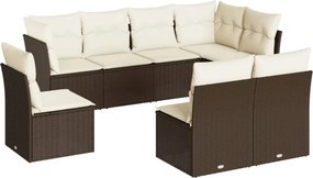 vidaXL 8 részes barna polyrattan kerti ülőgarnitúra párnákkal