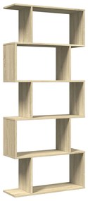 5 szintes sonoma tölgy fa elválasztó könyvespolc 70x24x161 cm