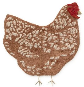 Barna mosható kézi szövésű pamut gyerek szőnyeg 110x100 cm Chicken – Lorena Canals