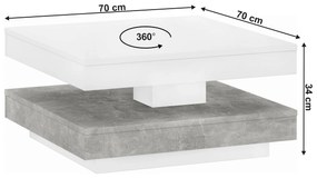 Dohányzóasztal MANDA (fehér + beton). 1091519