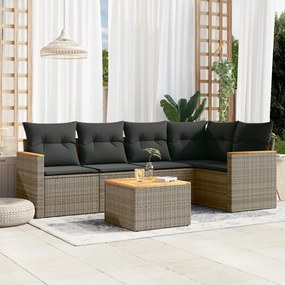 vidaXL 6 részes szürke polyrattan kerti ülőgarnitúra párnákkal