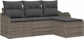 vidaXL Kerti Kanapé Szett párnával 4 pcs Szürke Poli rattan