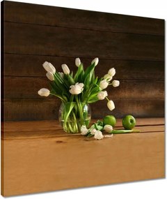 Vászonkép 50x50 Fehér tulipánok vázában