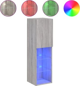 vidaXL szürke sonoma színű TV-szekrény LED-lámpákkal 30,5x30x102 cm