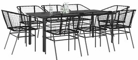 vidaXL 9 részes fekete polyrattan üveg kerti étkezőgarnitúra
