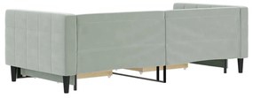 világosszürke kihúzható bársony heverő fiókkal 90 x 200 cm