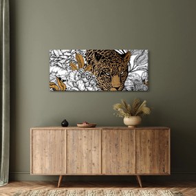 Kép - leopárd a virágok között (120x50 cm)