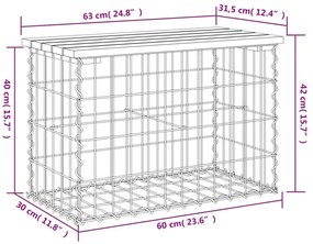 tömör fenyőfa gabion kerti pad 63x31,5x42 cm