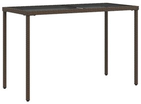 barna polyrattan üveglapos kerti asztal 115x54x74 cm