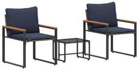 vidaXL Bútor szettek párnával 3 pcs Szürke és sötétkék Rattan