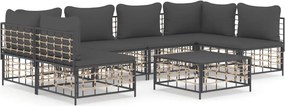 vidaXL 7 részes antracitszürke polyrattan kerti ülőgarnitúra párnákkal