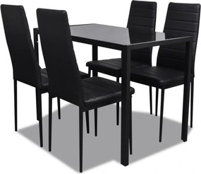 5 darabos fekete étkezőasztal szett