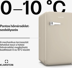 Klarstein Audrey Evo mini hűtőszekrény, 90 l, retro kivitel, csendes, kompakt, 3 szín