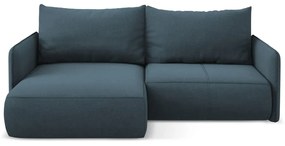 Kék kinyitható-tárolóhelyes sarokkanapé (bal oldali) Nanea – Makamii