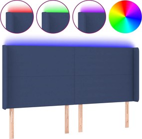 vidaXL kék szövet LED-es fejtámla 163x16x118/128 cm
