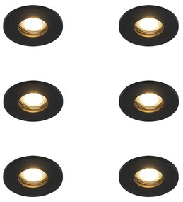 6 darabos modern, fekete, süllyesztett fürdőszobai spotlámpa szett - Shed
