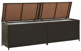 barna polyrattan kerti tárolóláda 200 x 50 x 60 cm