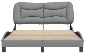 világosszürke szövet ágykeret LED-ekkel matrac nélkül 120x200cm