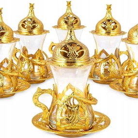 Pohár Teás Pohár Kávé Török Tulipán Csészealj Arany Szett