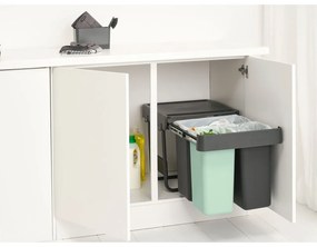 Mentazöld-sötétszürke műanyag szelektív-érintésre nyíló szemetes 40 l Sort&amp;Go – Brabantia
