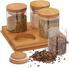 Fűszertartó szett bambusz tálcával E20