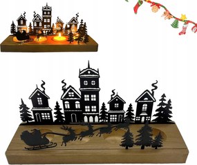 Karácsonyi gyertyatartók, fa gyertyatartó tálca