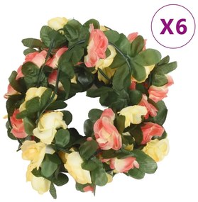6 db tavaszi naplemente-piros karácsonyi virágfüzér 250 cm
