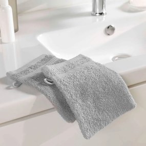 Világosszürke pamut mosdókesztyű 15x21 cm Tendresse – douceur d'intérieur