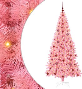 vidaXL Karácsonyfa 300 LED-del állvánnyal Rózsaszín 210 cm PVC