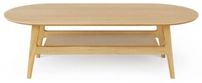 Natúr színű dohányzóasztal tölgyfa dekorral 60x130 cm Curved – Woodman