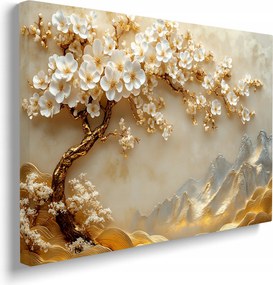 Sakura virágzó fa vászonkép arany glamour motívum 40x30 cm