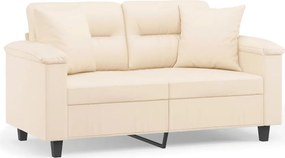 vidaXL 2 személyes bézs mikroszálas szövetkanapé párnákkal 120 cm