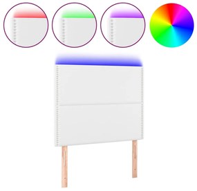 fehér műbőr LED-es fejtámla 90x5x118/128 cm