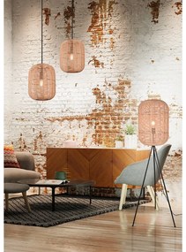 Világosbarna függőlámpa textil búrával ø 35 cm Runa – Trio