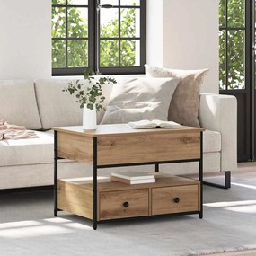 Dohányzóasztal fiókkal kézműves tölgy 70x50x50cm Faanyag