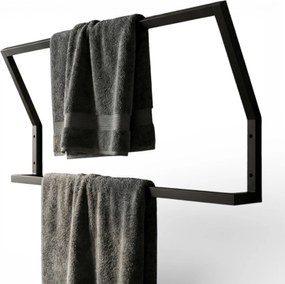 Törölközőtartó fürdőszobai tartó fekete Loft 40cm