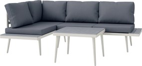 Outsunny Kerti Bútor Szett 4 Főre Időjárásálló Erkély Bútor Szett 2-Fős Kanapéval, Párnákkal, Oldalasztallal, Acél Kültéri Ülőgarnitúra Terasz Bútor K