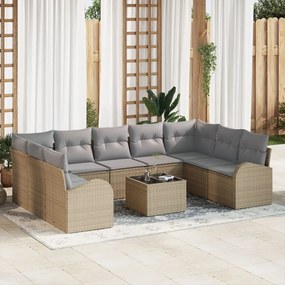 Kerti Kanapé Szett 10 pcs Bézs Poli rattan