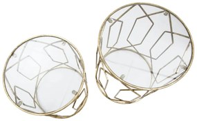 Kerek tárolóasztal szett üveg asztallappal, 2 db-os ø 42 cm Tunisi – Mauro Ferretti