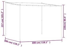 fehér szövet és acél pavilon 3 x 3 m 180 g/m²