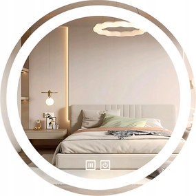 Fürdőszobai Tükör Led Kerek 80 cm Megvilágított Anti-fog Érintőképernyős 3 Szín