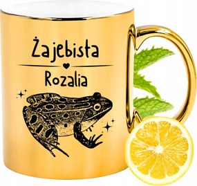 Prémium Arany Csillogó Bögre Rozáliának Ajándék Nyomtatott Fotóval