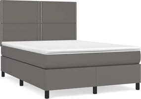 vidaXL szürke műbőr rugós ágy matraccal 140 x 200 cm