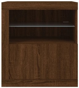 barna tölgy színű tálalószekrény LED-világítással 60,5x37x67 cm