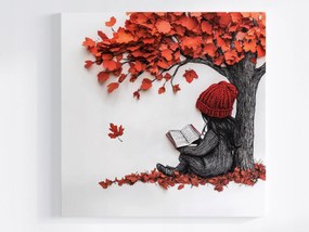 Poszter Gyerek Lány Könyv Fa Ősz 80x80