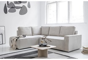 Fehér kordbársony kinyitható sarokkanapé (bal oldali) Brave Dave – Miuform